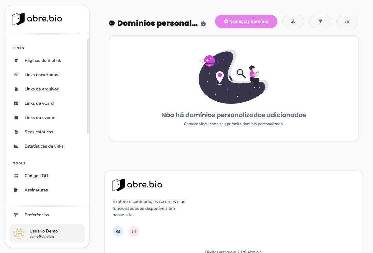 Domínios personalizados, estado vazio