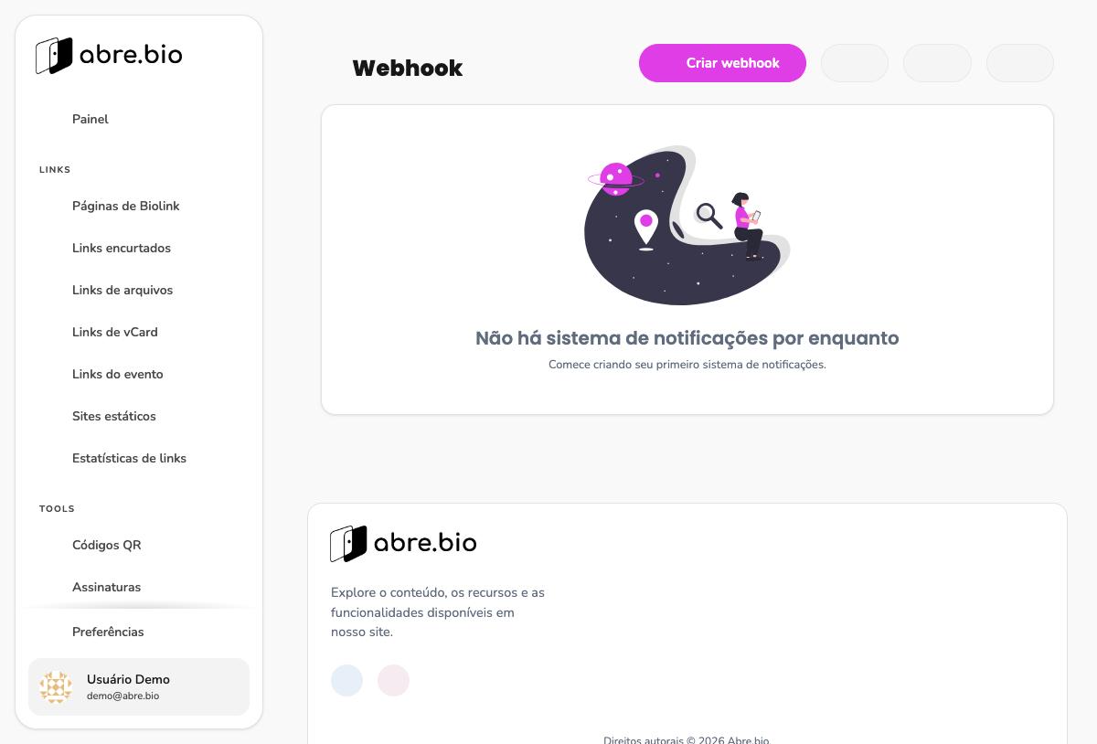 Webhook, estado vazio